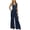 Navy, variant on Women Two Piece Snapbutton Short Suit Vest and Wide Leg Pants Set