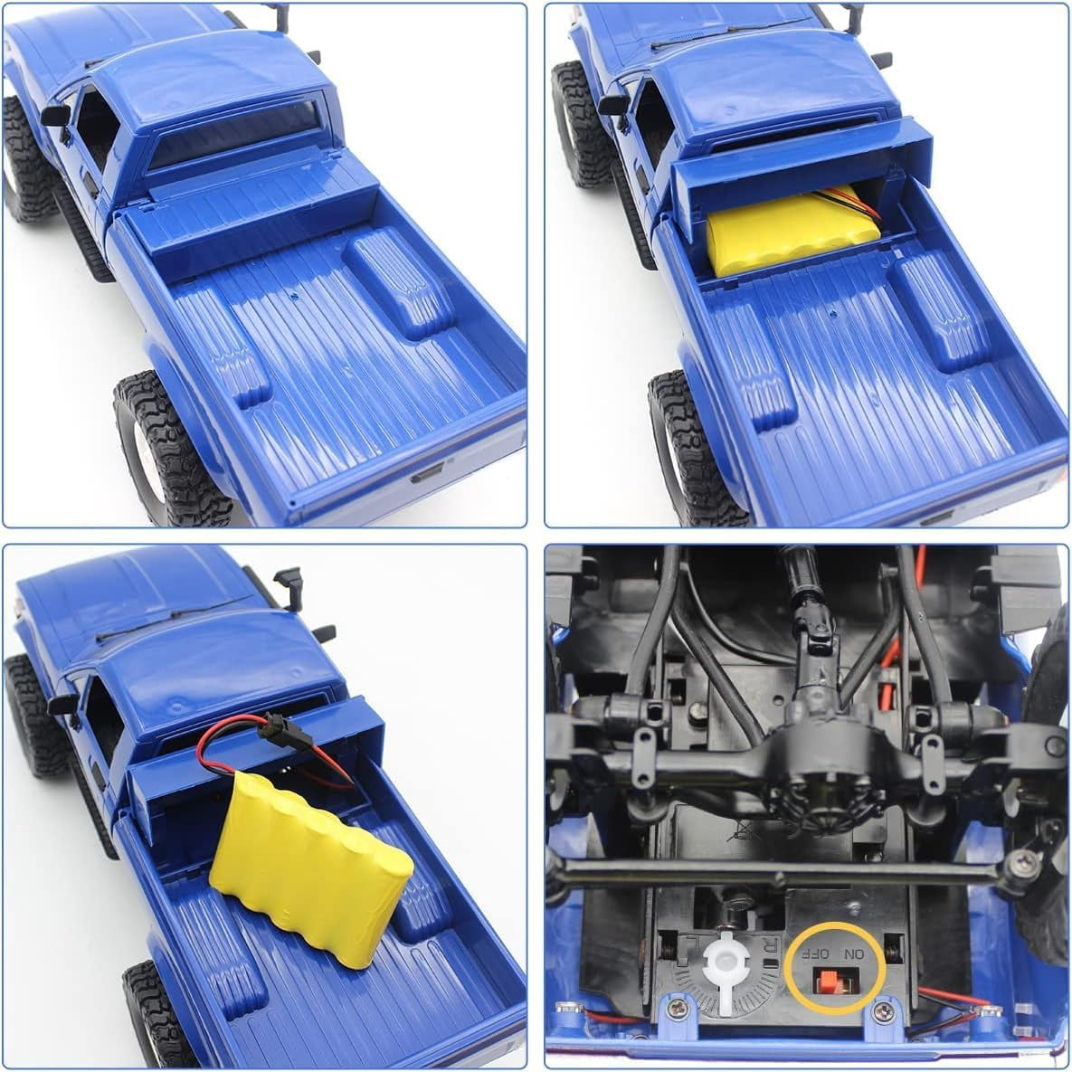 RC Crawler Truck, Remote Control Pickup Truck with LED Light, Off-Road RC Rock Car with Throttle & Steering Control for Kids and Adults