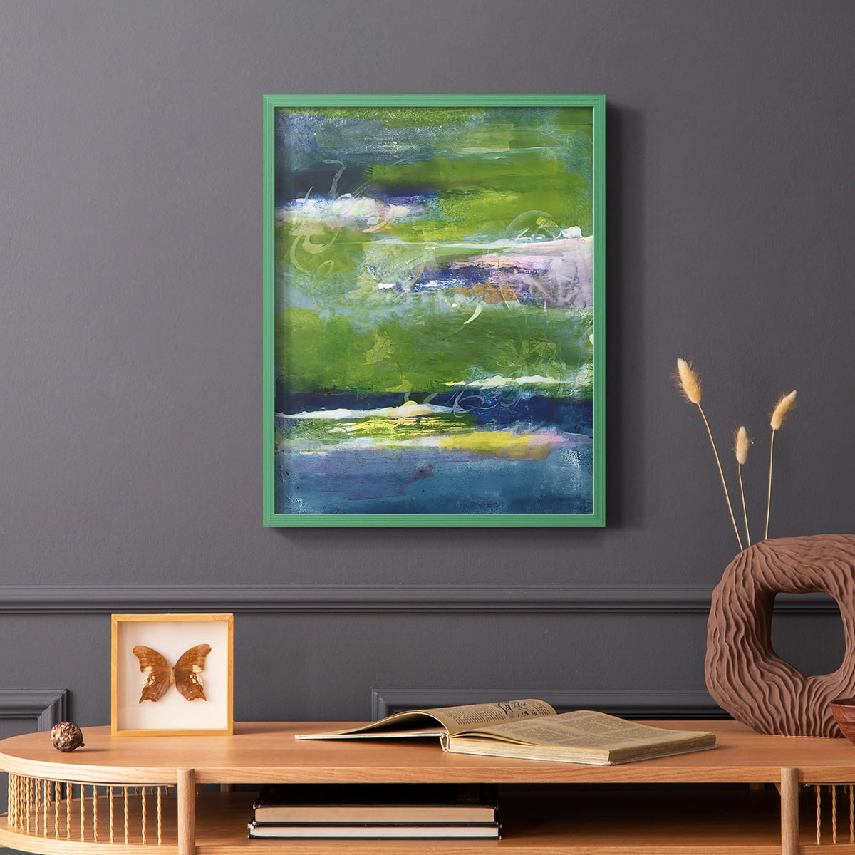 Bales of Color I Framed Print in Green Solid Wood Framed Print No Nail Hanging