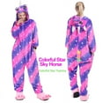 thumbnail image 4 of Pijamas de franela con estrellas y arcoíris Tianma, conjunto de animales, unicornio azul, rosa y coral morado, 4 of 5