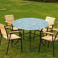 thumbnail image 4 of serony Round PVC Tablecloth Waterproof Table plastic outdoor Cover small round tablecloth vinyl Home Decor Blue Leave, 4 of 9