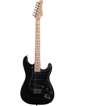 SolaceHue Stylish Electric Guitar Kit with Black Pickguard + Amplifier + Bag + Plectrum + Tremolo Bar + Connecting Wire (Black)