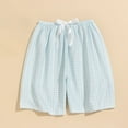 thumbnail image 2 of Women Plaid Casual Shorts Cloud Cotton Color Block Wide Leg Lounge Shorts, 2 of 3