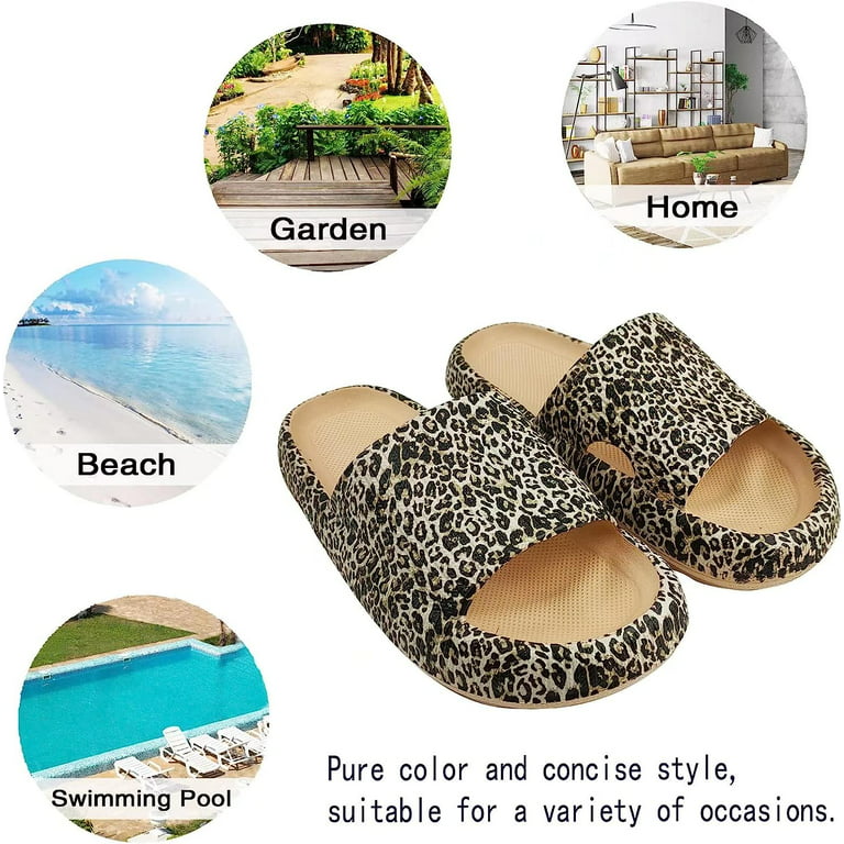  Jerzmy Cow Print Cloud Slipper Slides for Women Men, Animal  Funny Sandals Thick Sole Cute Pillow Non Slip Shower Shoes Indoor Outdoor  Beach Spa Gym Pool Use, Size 5-6