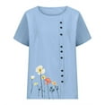 thumbnail image 1 of XMMSWDLA T-Shirts Décontractés à Manches Courtes pour Femmes Col Rond Tunique Basique d'Été Chemise Bleu Ciel Gym, 1 of 3