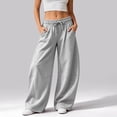 thumbnail image 5 of Barrel Sweatpants Women Wide Leg Baggy Lounge Casual Y2K Elastic Waisted Lounge Track Travel Pants with Pockets Dark Gray S, 5 of 5