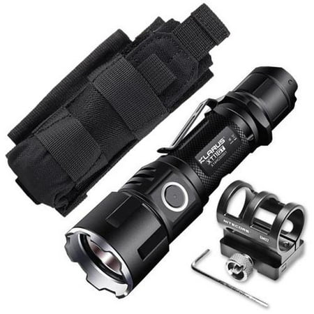 Combo: Klarus XT11GT Flashlight / Searchlight -CREE XHP35 HD E4 LED -2000 Lumen -Includes 3100mAh Battery w/GM02 Gun Mount +Tactical