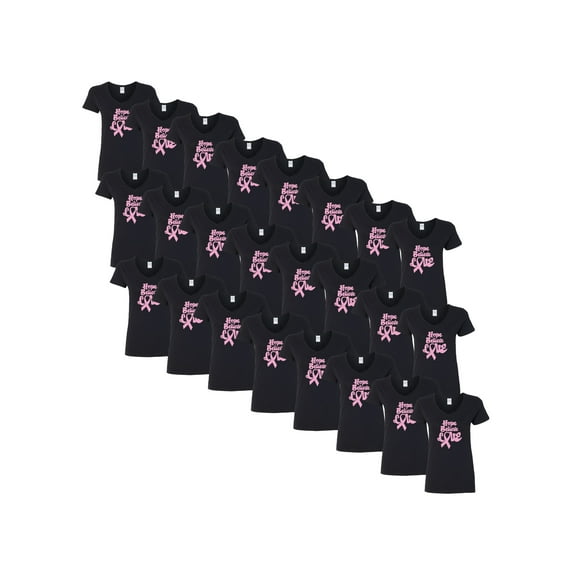 Awkward Styles Breast Cancer Awareness Women V-neck Shirt Hope Believe Love Shirt for Ladies Support Cancer Vneck Shirt Set of 6 Set of 12 Set of 24