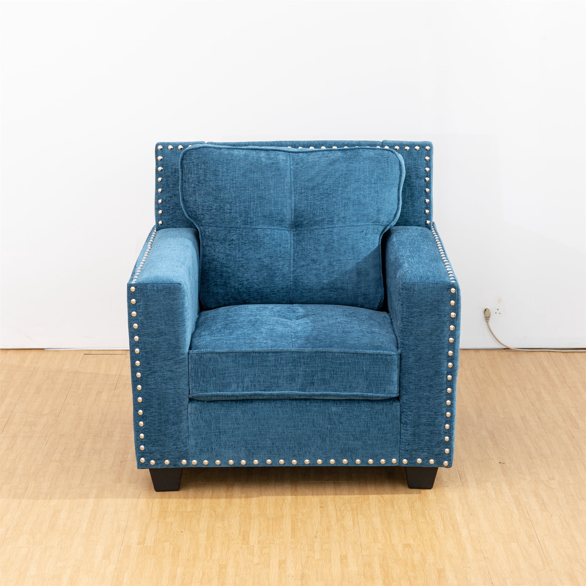 Aukfa 3-Piece Module Sofa Set for Living Room, 3-Seater Deep Seat Couch, Loveseat, Armchair, Linen, Blue
