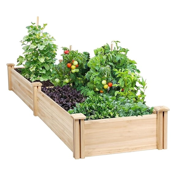 8×2ft Wooden Horticulture Raised Garden Bed Divisible Elevated Planting Planter Box for Flowers/Vegetables/ in Backyard/Patio Outdoor, Natural Wood, 95 x 25 x 11in