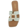 thumbnail image 5 of Soda Shoes Women Slip-On Sandals H-Band Flat Flip-Flops Slides Gold Buckle Square Toe FENG-S Light Green Mint 5.5, 5 of 5