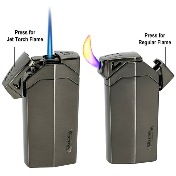 Vector KGM Guardian Dual Soft Flame Pipe & Torch Cigar Lighter - Gunmetal - 8267