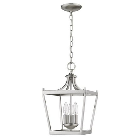 

HomeRoots 398078 16 x 10 x 10 in. Kennedy 3-Light Satin Nickel Pendant