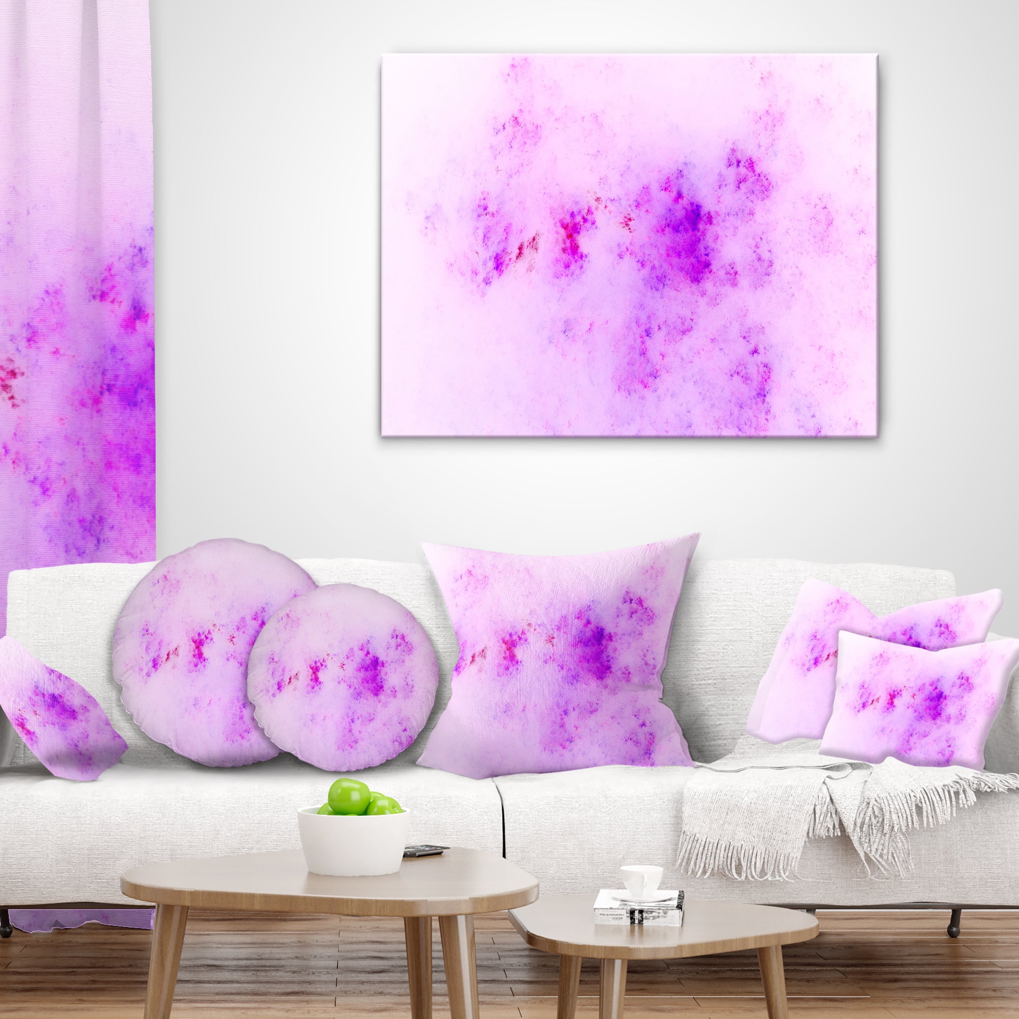Designart Blur Light Pink Sky with Stars - Abstract Throw Pillow - 12x20