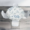 thumbnail image 4 of Floral Leaf Round Tablecloth Watercolor Blue Dusty Leaves Fern Greenery Herbs Plants Table Cover Table Cloth For Indoor Dining, Outdoor Picnic Parties, Camping ,Fits For Table 40-44", 4 of 6