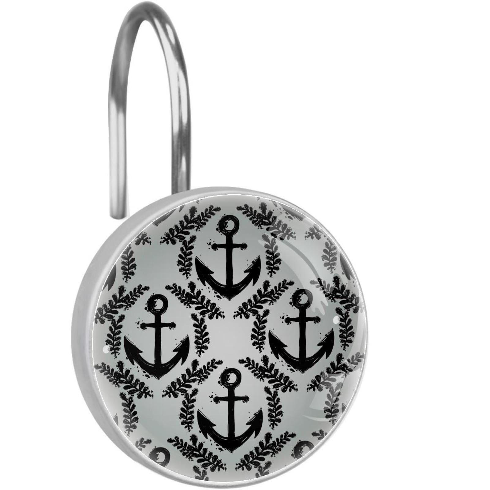 Anchor Shower Curtain Hooks（Set of 12）for Home Hotel Shower Rods