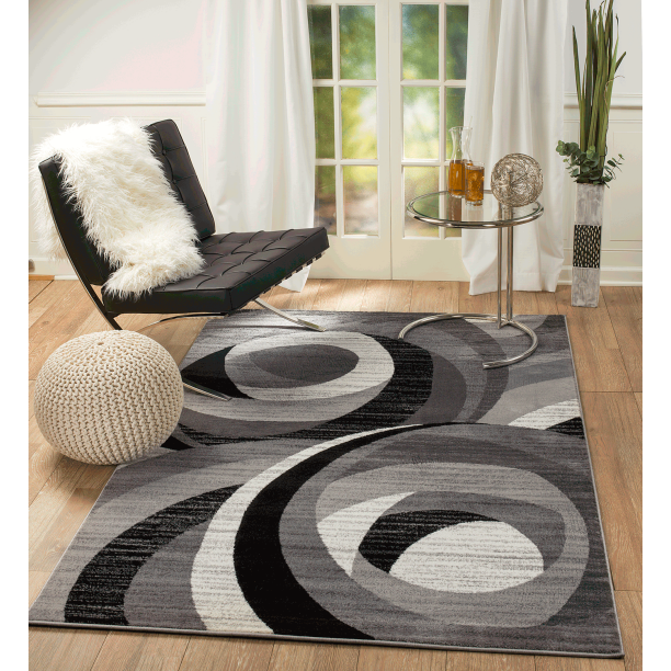 Summit Grey Swirl Area Rug (5' x 7')
