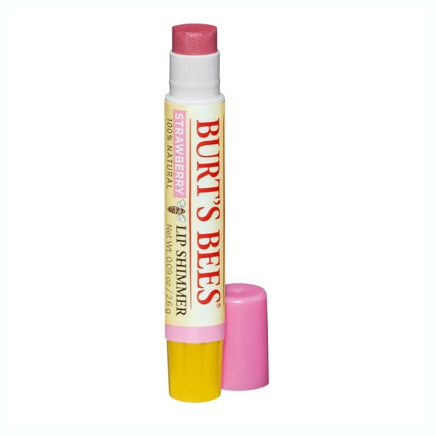 Burt's Bees Lip Shimmer, Strawberry 0.09 oz (Pack of 4)