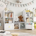 thumbnail image 4 of Homfa Kids Bookshelf with Reading Nook, Kids Storage Cabinet with 8 Cubby, 2 Wood Toy Bin for Nursery Kids Room, White, 4 of 8