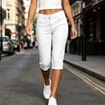 thumbnail image 5 of Levmjia Women High Rise Straight Leg Capri Jeans Button Fly Side Pockets Cuffed Hem Casual Denim Pants for Summer Daily Wear, 5 of 9