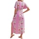 thumbnail image 4 of SAYOO Vestido Largo de Manga Corta para Mujer, Patrón de Estilo Bohemio Impreso con Cuello en V Vestido de Corte Alto con Lazo, Ropa Casual de una Pieza SAYOO casual, 4 of 5