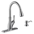 thumbnail image 3 of Transitional 1-Handle Pull-Down Kitchen Faucet with Dispenser in Brushed Nickel, 3 of 3