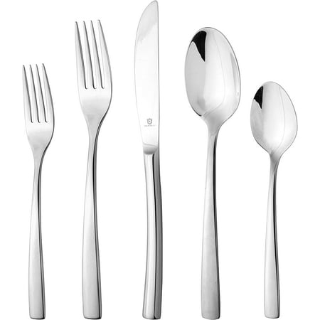 

IZIRUNI 45 Piece Silverware Set For 8 Includes 5-Piece Hostess Serving Utensil Set 18 10 Stainless Steel Silverware Set Modern Fidenza Hammered Flatware Set Mirror-Polished Dishwasher