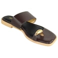 thumbnail image 3 of Berness Women’s Toe Ring Slide Sandals – Gold Accent, Cushioned Footbed, Lightweight Flat Slip-On Sandals, Minimalist Summer Slides KAMILA Dark Brown 7, 3 of 5