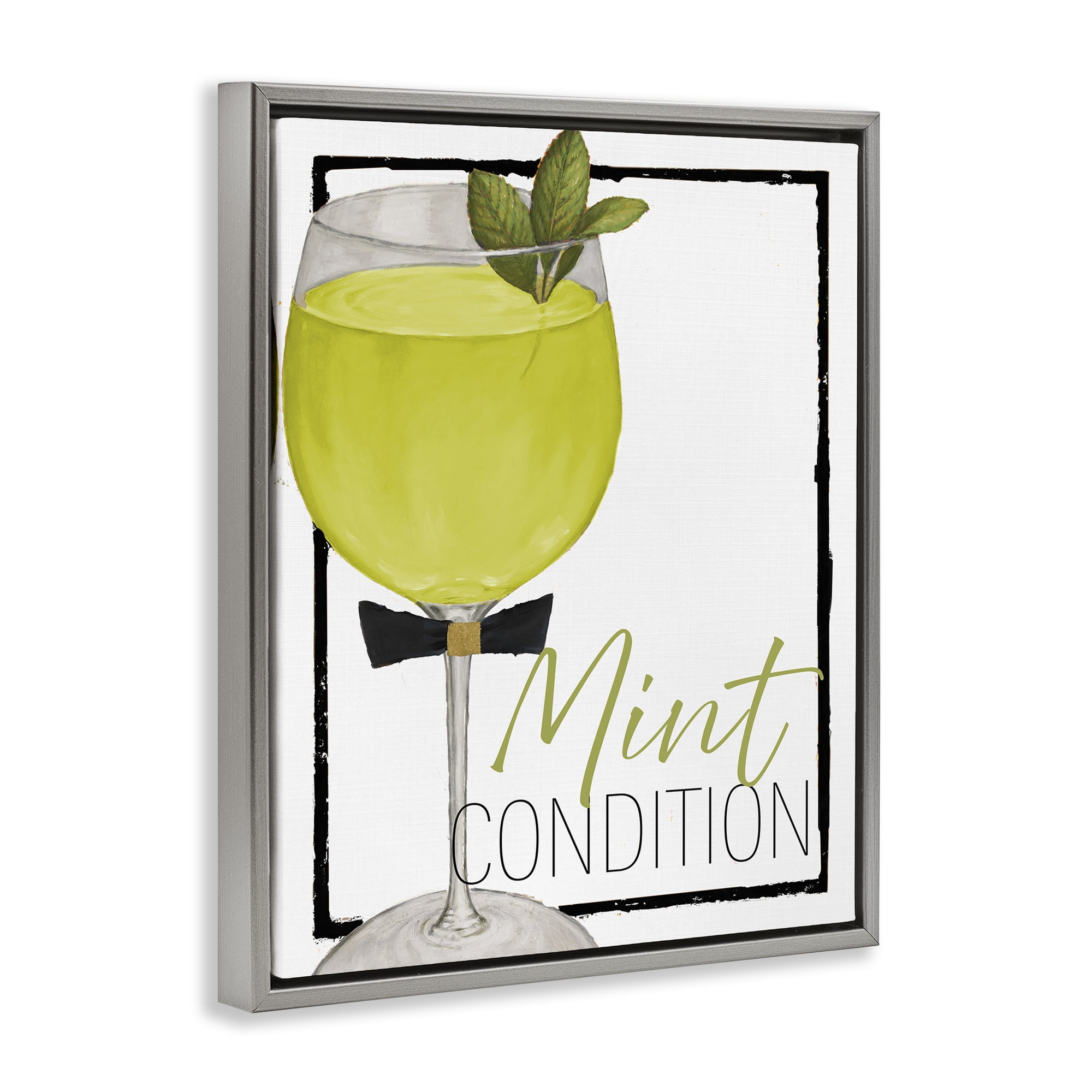 Stupell Industries Mint Condition Cocktail Gray Framed Floater Canvas Wall Art, design by Lorenzo Collective