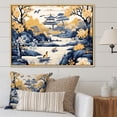thumbnail image 2 of Designart "China's Blossoming Landscape in Blue and Yellow II" Extra Large Landscapes Framed Wall Art - Traditional Blue China Hallway Framed Wall Art Decor, 2 of 7