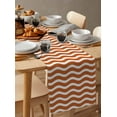 thumbnail image 6 of Orange White Table Runner 120 Inches, Modern Abstract Waves Water Ripple Striped Bed Runner Dresser Scarves Tabletop for Indoor Outdoor Parties/Ceremony/Banquet, 13"x 120", 6 of 8