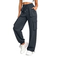 thumbnail image 2 of Mineart Women Solid Cargo Pants Casual Quick Dry Trousers with Elastic Drawstring Waist and Drawstring Hem Multi Pockets Button Trim for Outdoor Hiking, 2 of 9
