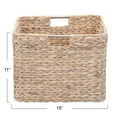 thumbnail image 2 of Household Essentials Square Wicker Basket, Hyacinth Cube with Stainless Steel Handles, Intricate and Durable Weave, Sturdy Metal Frame, White Wash, 2 of 7