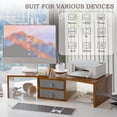 thumbnail image 2 of Dual Monitor Stand Riser with Drawers Length and Angle Adjustable Monitor Stand with Storage Large Computer Riser for Monitors/Laptop/PC Wood Screen/TV Stand Desk Organizer, 2 of 7