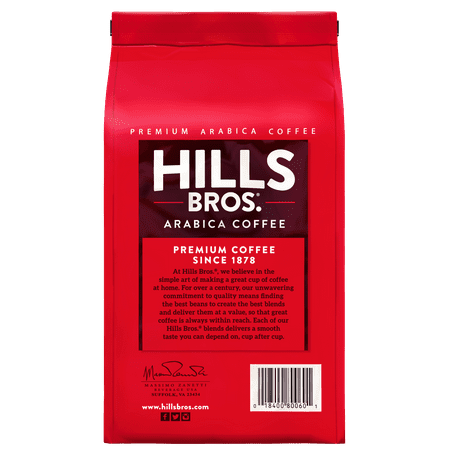 Hills Bros Donut Shop Whole Bean Coffee, Medium Roast, 100% Arabica, 24 Oz. Bag
