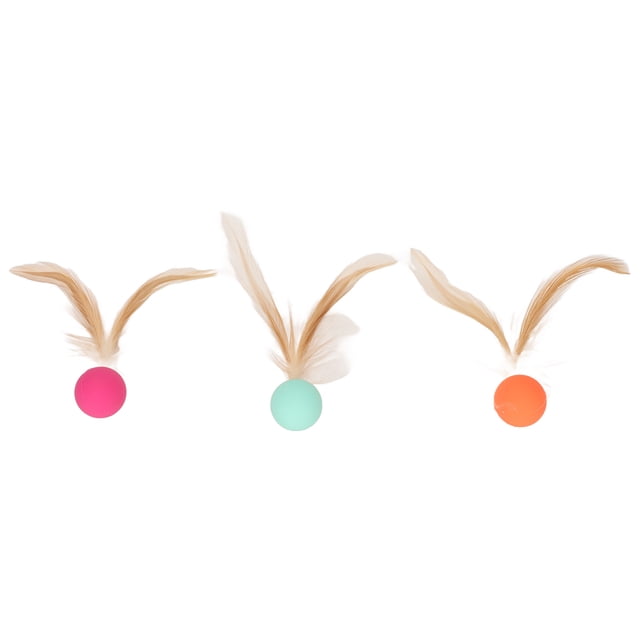 Pelotas para gatos con plumas, pelota hinchable para gatos de 3 piezas, pelotas para gatos con plumas, pelotas para gatos muy versátiles