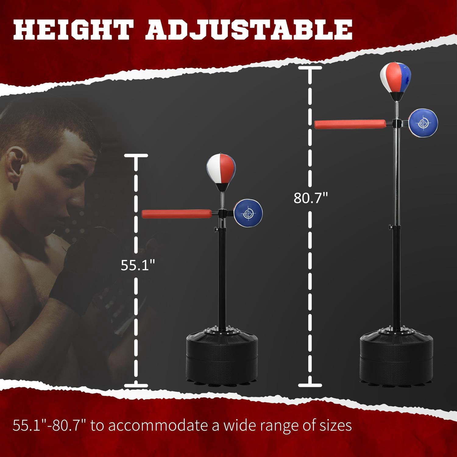 Demifill Freestanding Punching Bag with Stand - 64-81" Adjustable Height, Suction Cup Base, Suitable for Teens & Adults