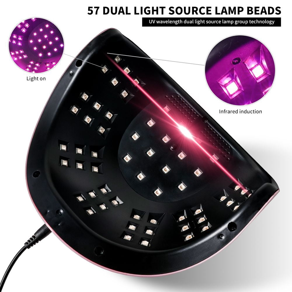 Professional UV LED Nail Lamp, LIMEGIRL Nail Dryer for Gel Polish, 4 Timers UV Nail Lamp Professional Nail Light,57Pcs Lamp Beads and Automatic Sensor