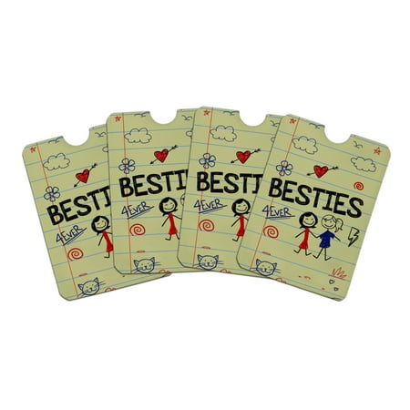 Besties Best Friends Credit Card RFID Blocker Holder Protector Wallet Purse Sleeves Set of