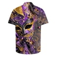 thumbnail image 3 of KeShDi Mardi Gras 4x Dress Shirts for Men Button Up Short Sleeve Men's Printing Button Casual Short Sleeve Turndown Collar Blouse Shirt Multicolor 4X, 3 of 4