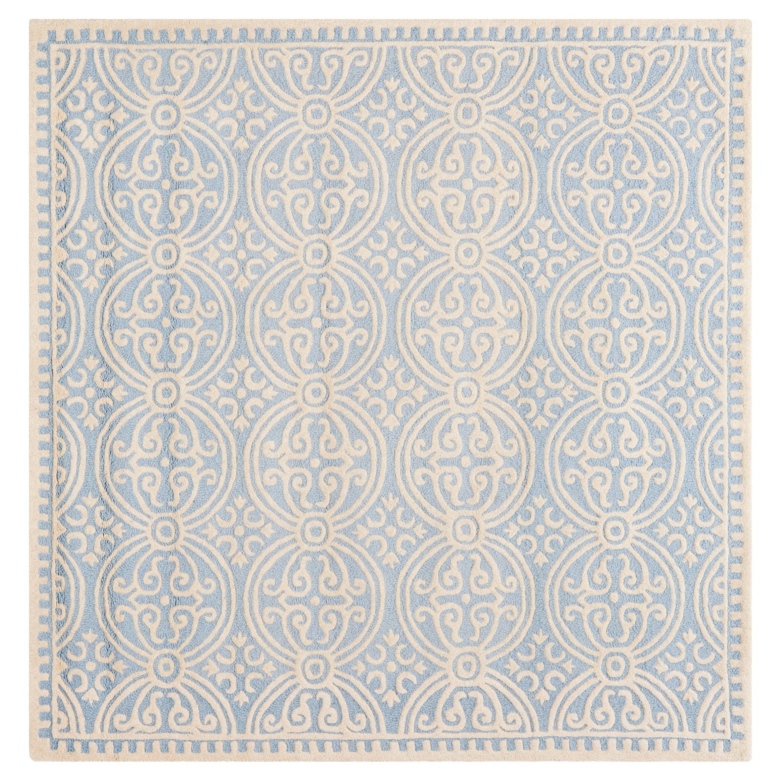 SAFAVIEH Cambridge Leslie Geometric Wool Area Rug, Lavender/Ivory, 8' x 8' Round