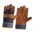 thumbnail image 1 of Cowhide Welding Work Gloves Heat Resistant Fire Resistant Protective Gloves Work Brown, 1 of 4