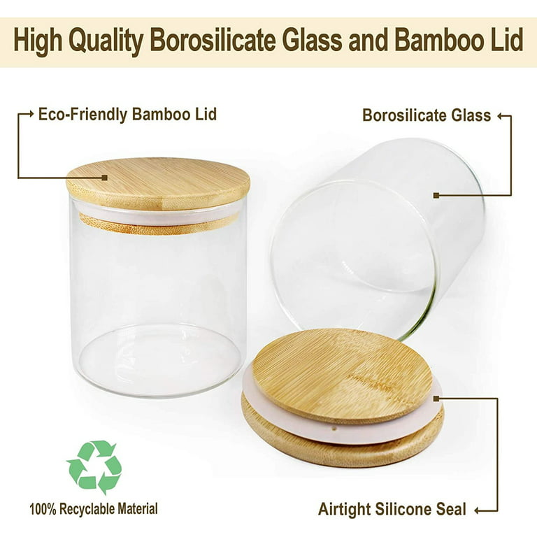 URBAN GREEN Stackable Glass Jars With Bamboo Trays, Food Storage Containers  With Bamboo Lids Set (6 Pack Of 16Oz)