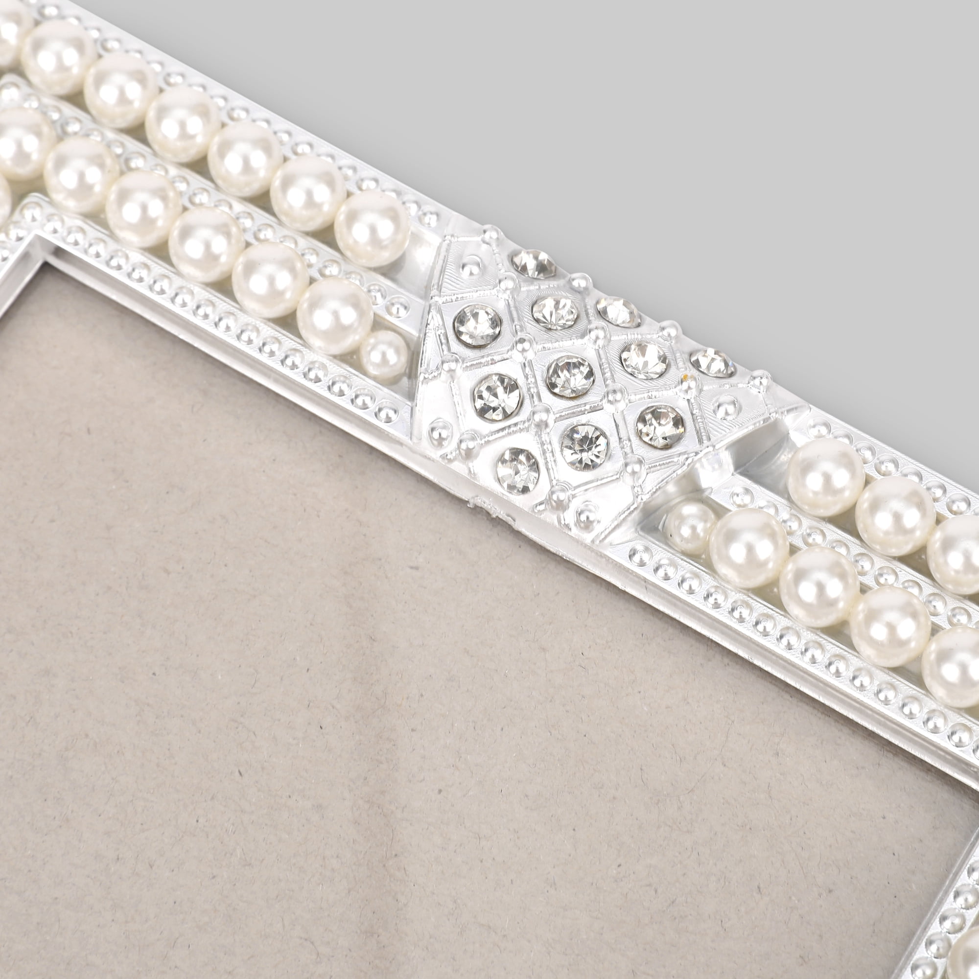 Unique Bargains Pearl Picture Frame Vintage Retro Plated Crystal Photo Frames Silver 5x7" Silver -2Pcs 5x7