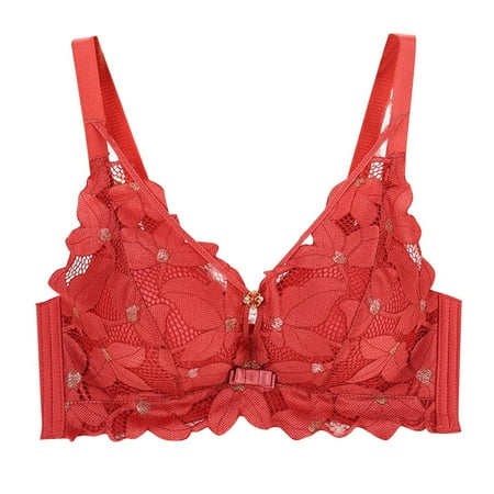Women s Lace Underwire Bra  Light Wireless Comfort Full-Coverage Bras with Soft Padding  Adjustable Strap