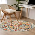 thumbnail image 4 of Small Round Rug 3Ft Washable Non-Slip, Boho Beige Flowers Circle Area Rugs for Living Room Bedroom, Spring Abstract Watercolor Floral Leaf Indoor Floor Mats Carpet Runner for Home Decor, 4 of 8