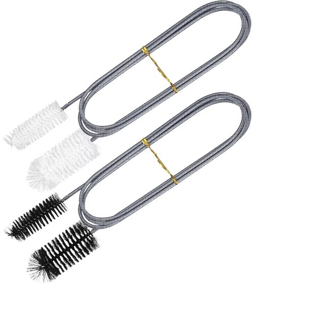 2 cepillos de limpieza de drenaje flexibles, cepillos de tubería de doble cara, cepillos de limpieza de tuberías con orificio para manguera de dragado de drenaje para drenaje de fregadero/agujero de drenaje de refrigerador/acuario Rojo Verde
