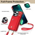 thumbnail image 5 of ShellTech for iPhone 13 Pro Case with Card Holder and Strap - Zipper Pocket,Crossbody Lanyard Strap,Credit Card Holder,Stand Ring,Cute Phone Wallet Case for Women,Red, 5 of 10