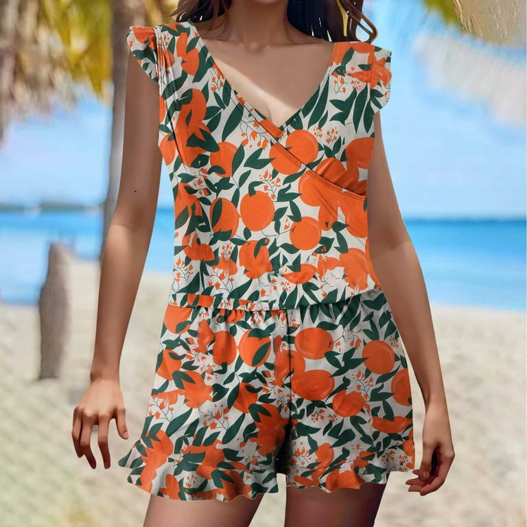 Luxalzxs Romper Swimsuits for Women Modest Swimsuits Plus Size