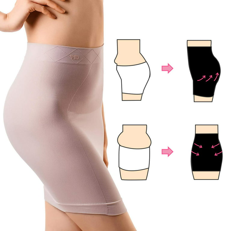 MD Women's Shapewear High Waisted Nylon Firm Tummy Control Half Slip Body  Shaper Nude Small 